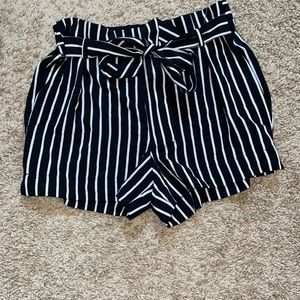 Striped paper bag shorts